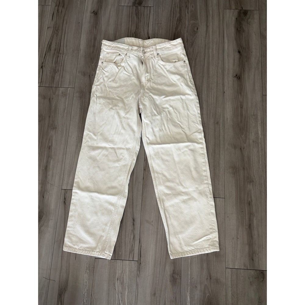 HM Loose Ample Jeans Off White Cream Wide Leg Denim Mens 30/32